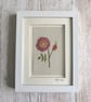 Pink dog rose textile artwork - unframed embroidery flower floral rose art - Image 3