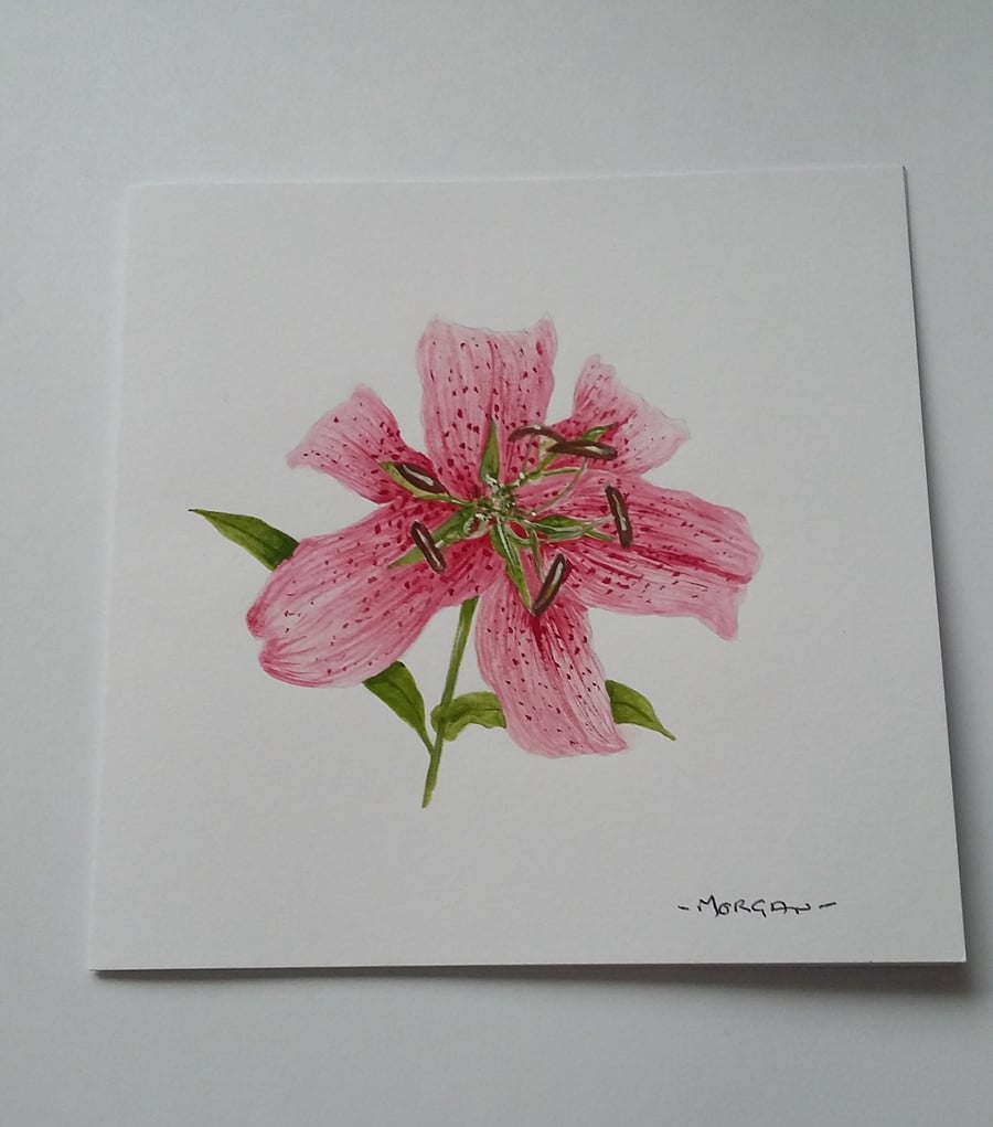 HAND PAINTED WATER COLOUR CARD  OF  FLOWERS