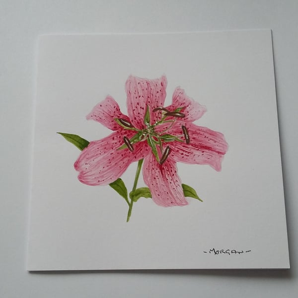 HAND PAINTED WATER COLOUR CARD  OF  FLOWERS