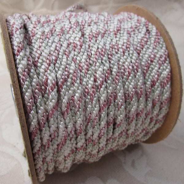 3 Metres 4mm Cream, Pink, Green Lacing Cord