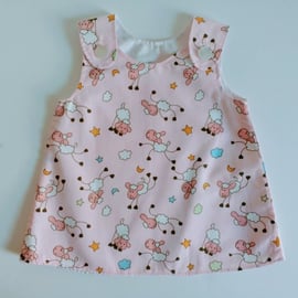 Dress, 0-3 months, pink, A Line dress with sheep , Summer dress,  pinafore