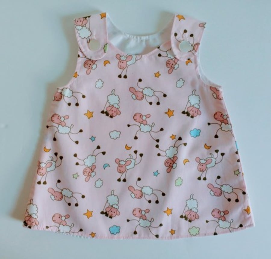 Dress, 0-3 months, pink, A Line dress with sheep , Summer dress,  pinafore