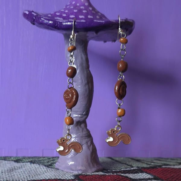 Handmade autumnal squirrel earrings 