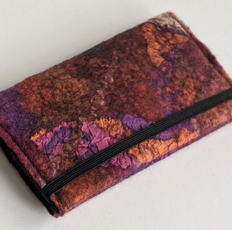 Credit card wallet: felted wool - pinks and ora... - Folksy