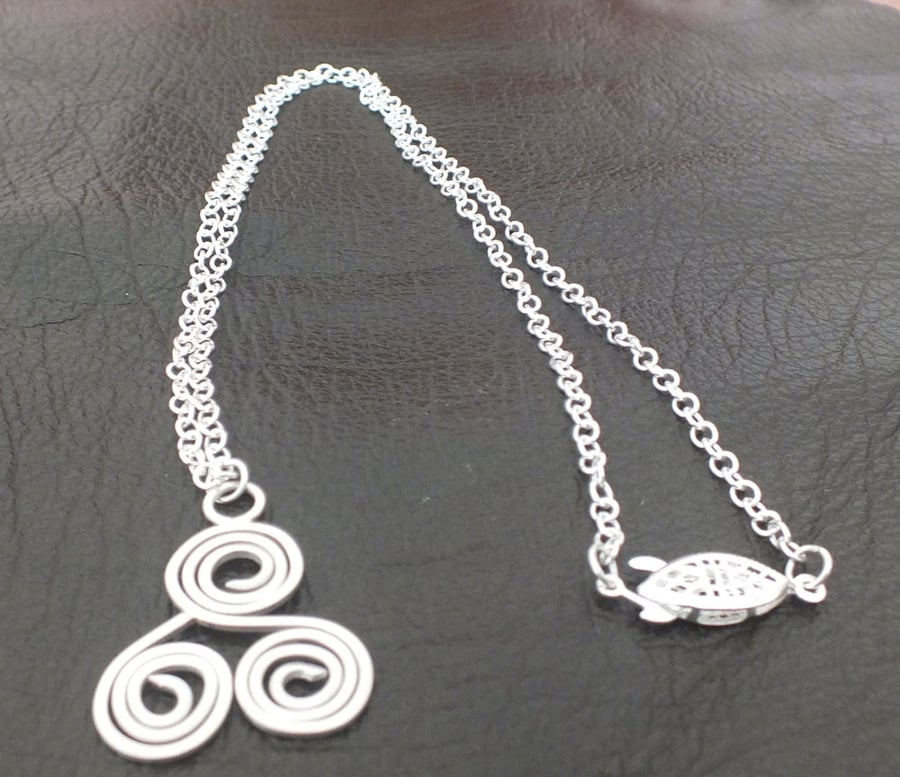 Sterling silver triad symbol necklace