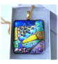 Dichroic Glass S005 Supersize Patchwork Pendant with Gold plated chain - Image 2