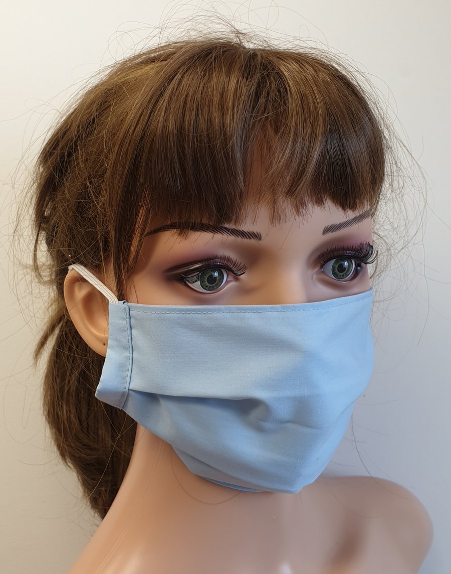 Light blue cotton face mask