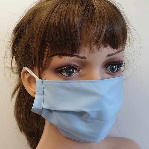 Light blue cotton face mask