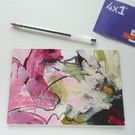 original abstract floral painting handmade postcard 