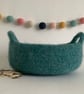 FELTED 'FUSSPOT'  BOWL , tray , desk tidy .  Wool. Sea green (with handles ).