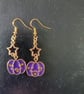 Purple pumpkin and star dangle earrings  - Image 2