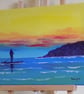 Paddle Boarding, Oxwich Bay, Gower, Acrylic Painting on Canvas, 30 x 23 cm  - Image 2