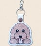 Kawaii Labradoodle Keyring - Embroidered Faux Leather Dog Bag Charm - Image 3