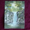 original art landscape waterfall watercolour painting ( ref f 134)