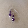 Sterling silver and purple amethyst gemstone earrings