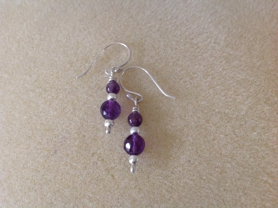 Sterling silver and purple Amethyst gemstone earrings