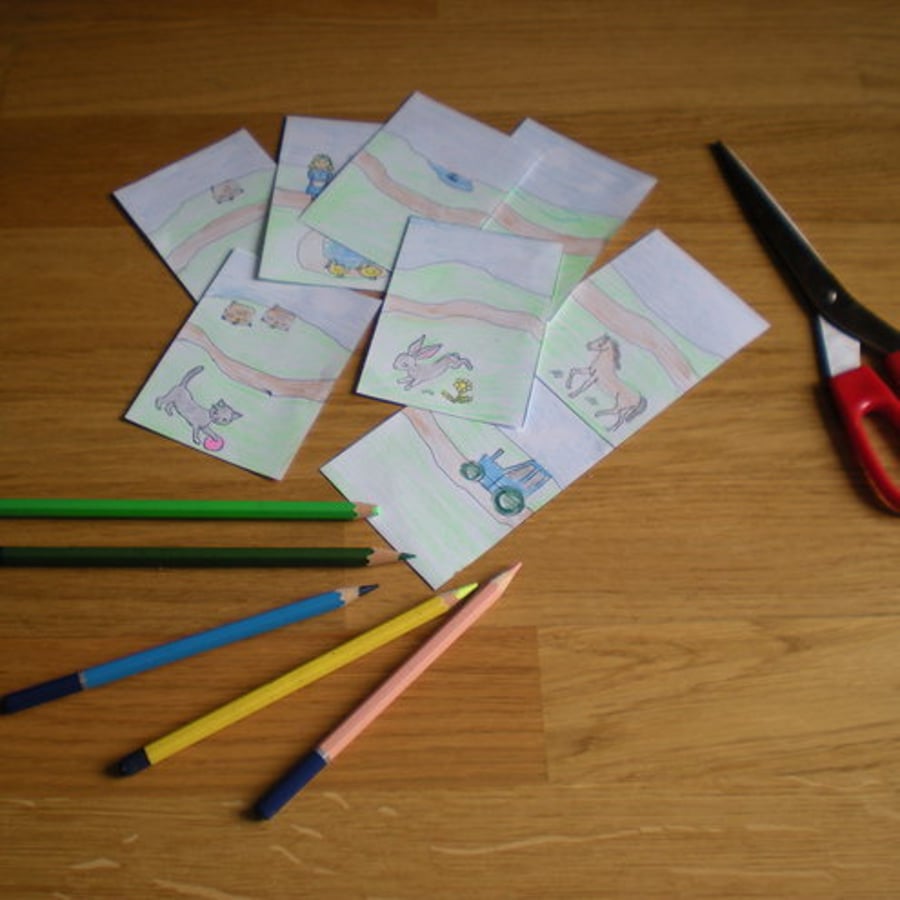 Colouring Story Puzzle cards Never-ending, Myriorama, emailed PDF from WonkyGira