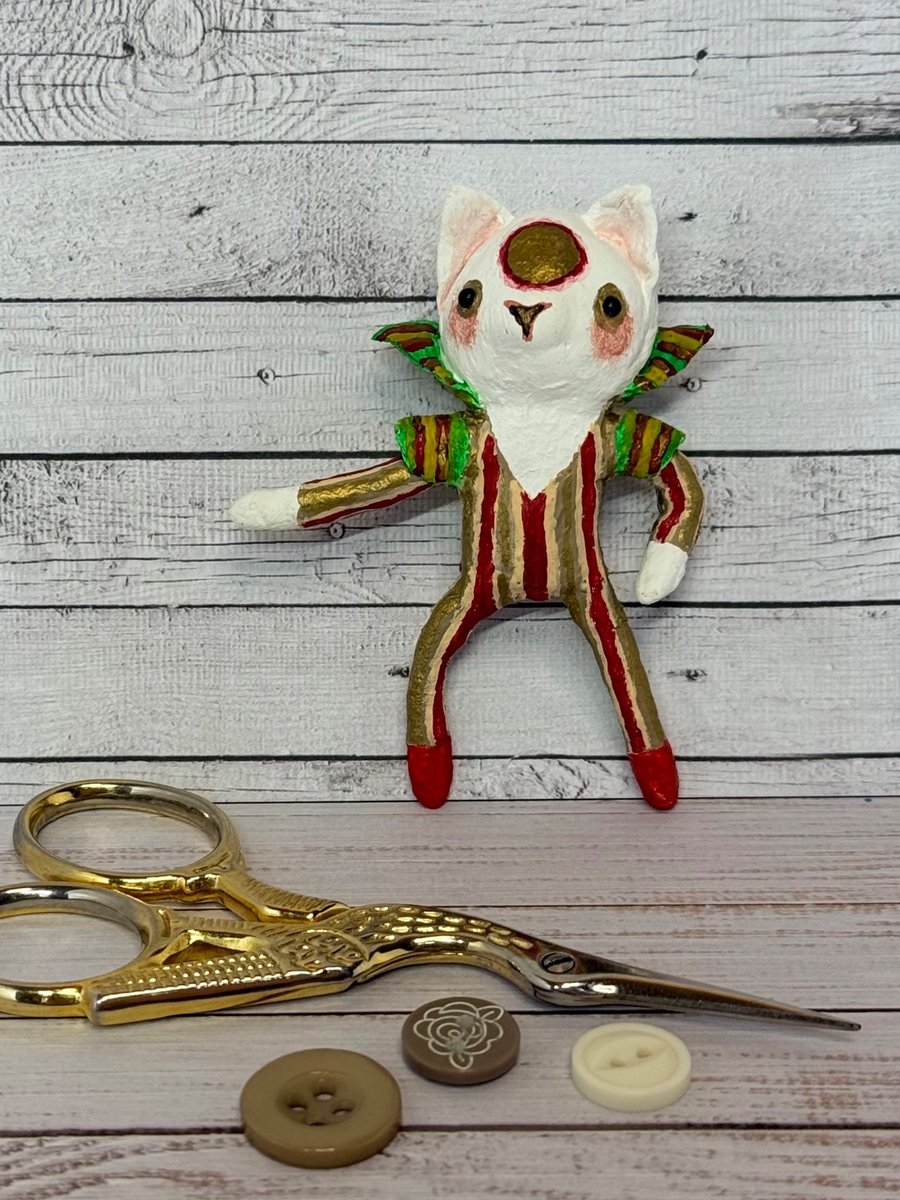 David Bowie Cat Miniature Art Doll