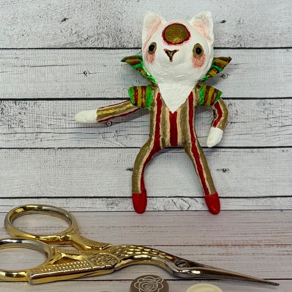 David Bowie Cat Miniature Art Doll