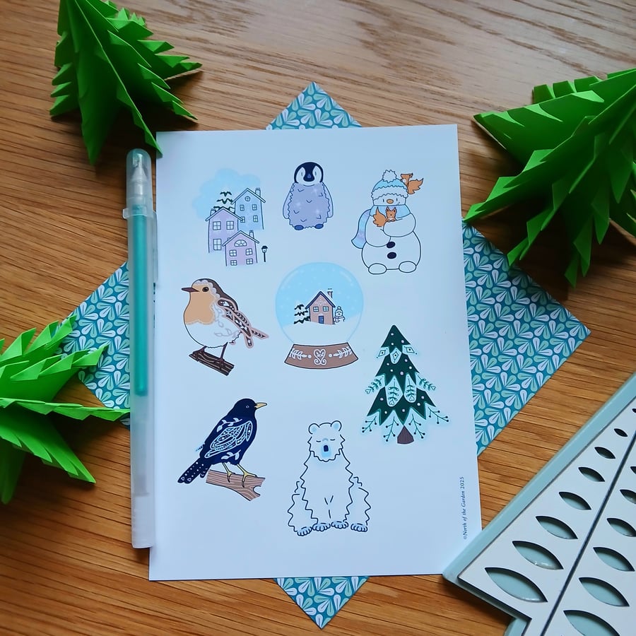 Winter Sticker Sheet! Cute Waterproof Vinyl Stickers