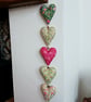 Hanging Heart Decoration - Liberty Fabrics Pink & Green