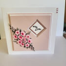Birthday card, thinking of you card, With love card, handmade floral card,
