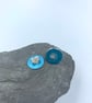 Turquoise anodised aluminium ammonite stud earrings - Image 3