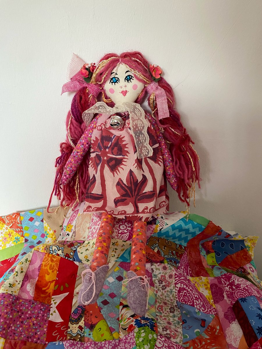 Handmade Fairy Rag Doll pink 