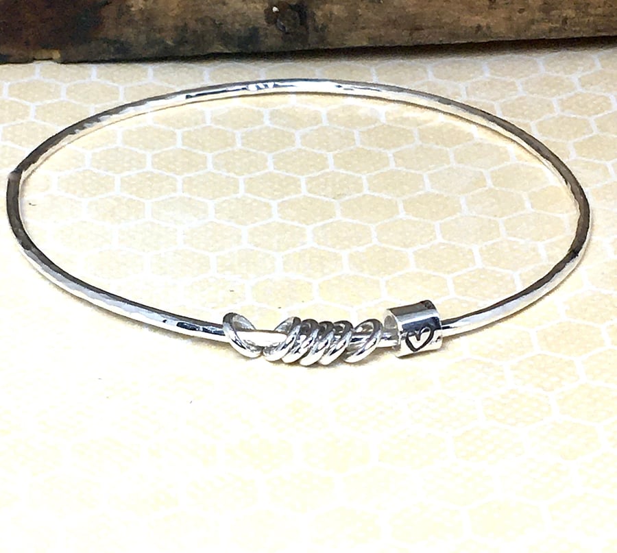 Sterling Silver Birthday Charm Bangle 18th 21st 30th 40th 50th 60th 70th 