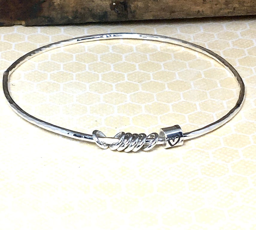 Sterling Silver Birthday Charm Bangle 18th 21st 30th 40th 50th 60th 70th 