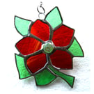 Clematis Suncatcher Stained Glass Flower Red