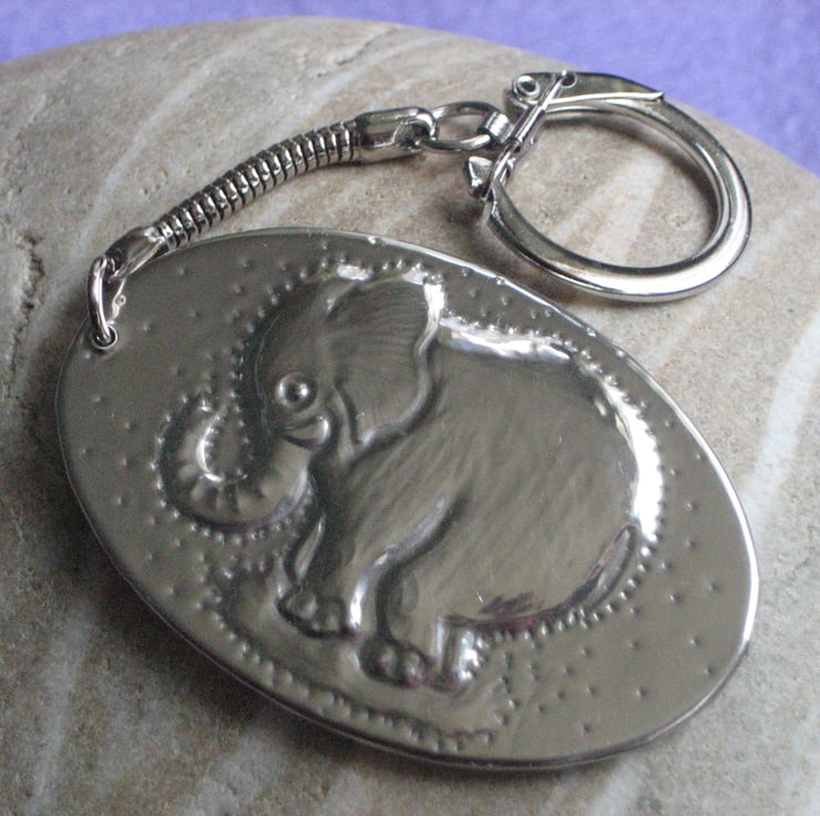 Baby Elephant Keyring in Silver Pewter Folksy