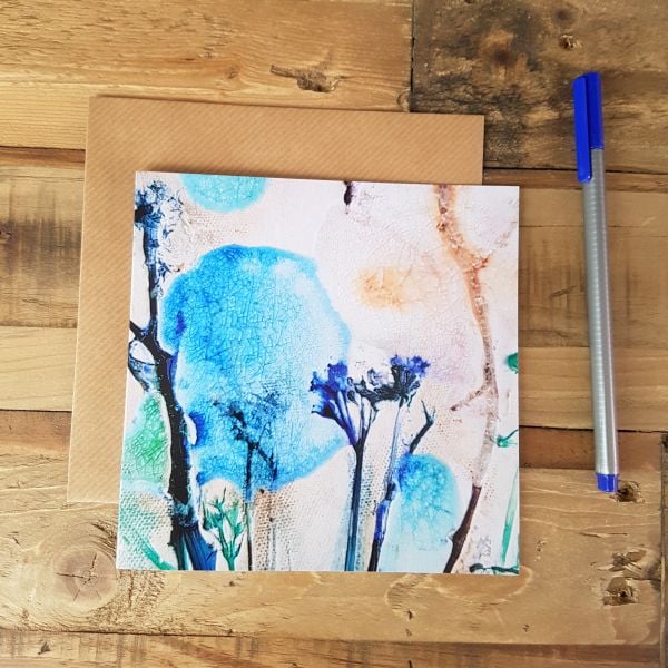 Card - Blue Watercolour Flower