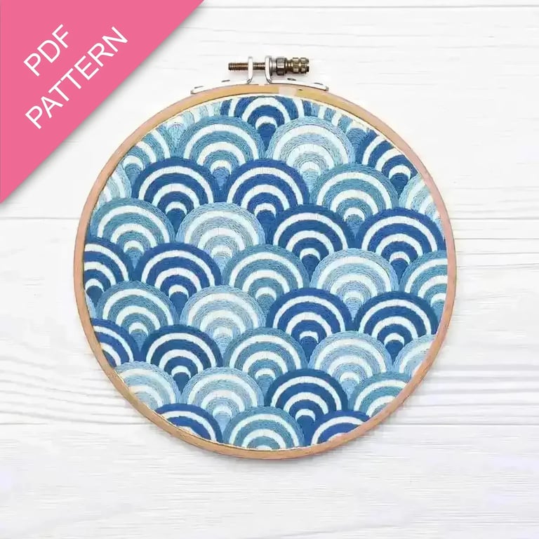 Waves Hand Embroidery PDF Pattern