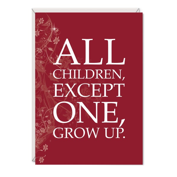 Peter Pan Greetings Card Literary Gift - Neverland Word Art Card - Opening Line 