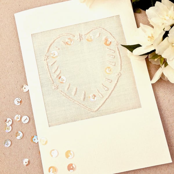 Embroidered Heart And Sequins for Engagement.Wedding.Anniversary