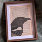 Vintage Magpie Page Lino Print 