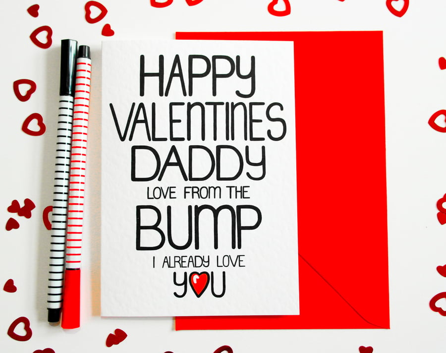Happy Valentines Daddy Love from the Bump I Already  Love You Valentine's Card 