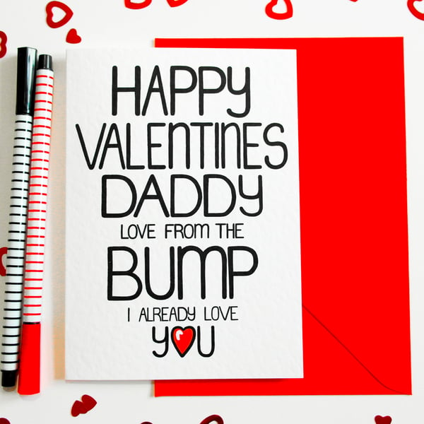 Happy Valentines Daddy Love from the Bump I Already  Love You Valentine's Card 