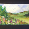aceo SFA original miniature watercolour painting landscape country view