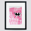 Farmyard Cow hand pulled screen print framed