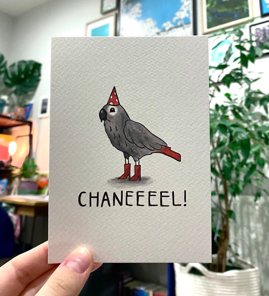 Chanel - African Grey Parrot - Queen of the Canal - Postcard - A6 Print