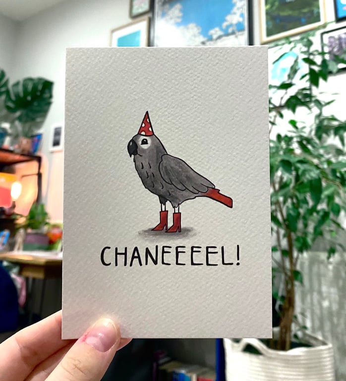 Chanel - African Grey Parrot - Queen of the Canal - Postcard - A6 Print