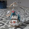 Glass Bauble Christmas Decoration with Cottage Scene
