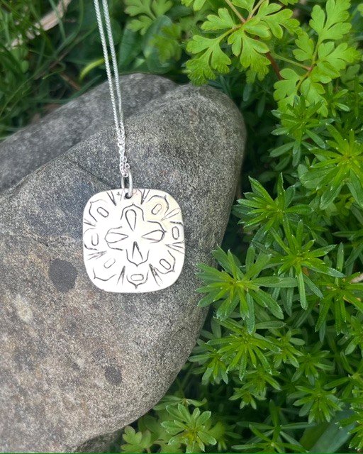 Handmade Sterling Silver 925 Stamped Mandala Pendant Necklace & Chain