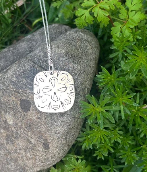 Handmade Sterling Silver 925 Stamped Mandala Pendant Necklace & Chain