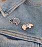 Baby tapir wooden pin badge, gift for animal lover, cute brooch. - Image 4