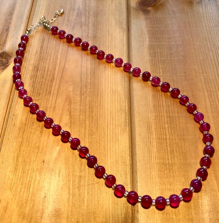 Semi precious rose agate necklace 