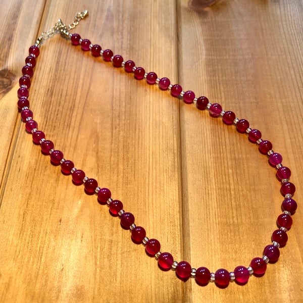 Semi precious rose agate necklace 