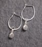Earrings, Recycled Sterling Silver Pebble Earrings - Image 3